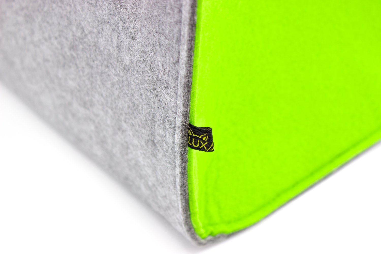 Felt storage box with carrying handles, gray/green
