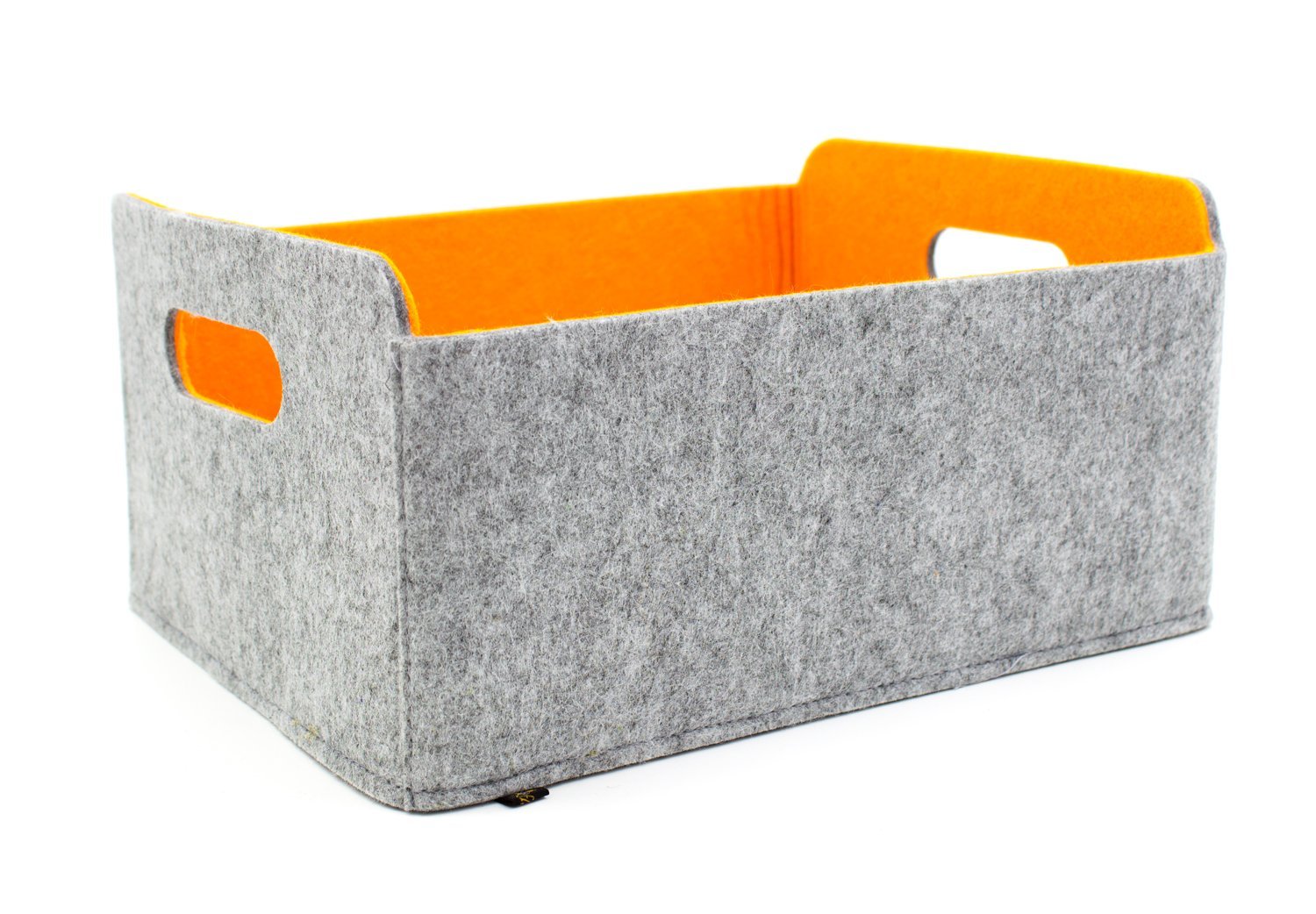 3er Set Filz Aufbewahrungsbox faltbar, graumeliert/orange (LX2129-3er)
