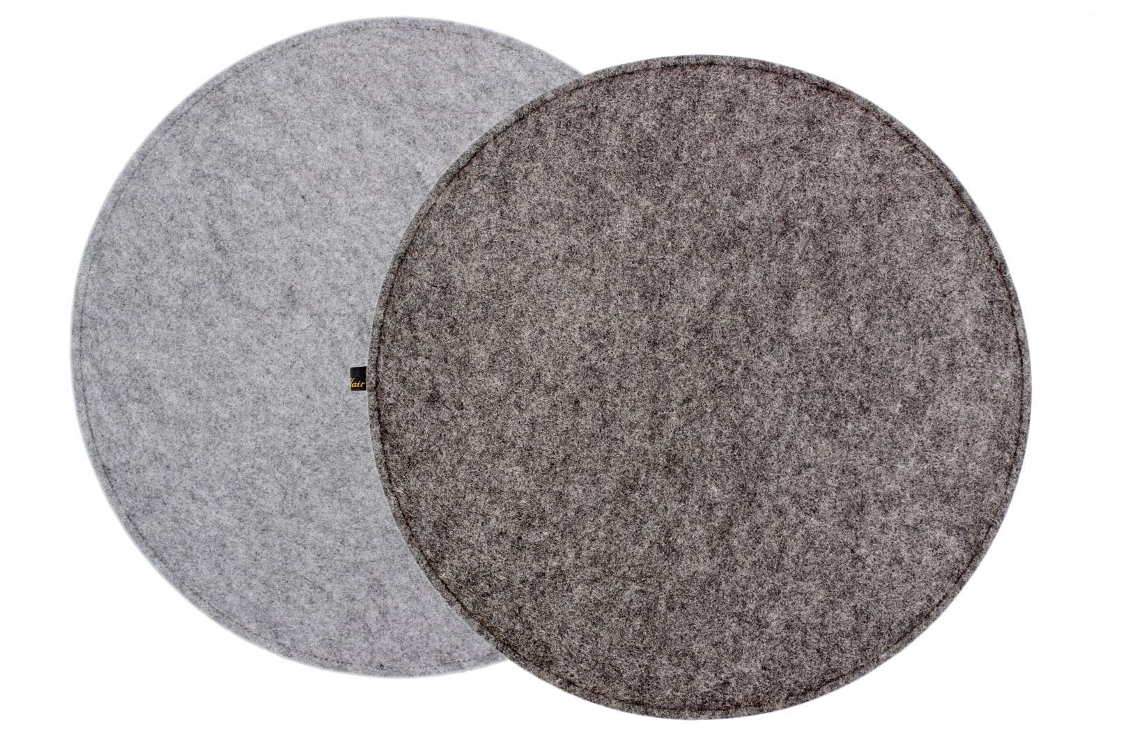 Felt seat cushion round in dark grey and grey mottled Felt seat cushion round in dark grey and grey mottled